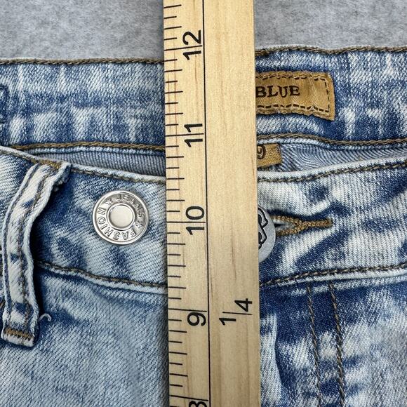 STS Blue Denim Cut-Off Shorts Junior WMNS 9 Light Acid Wash Frayed Hem Stretch - Picture 9 of 10